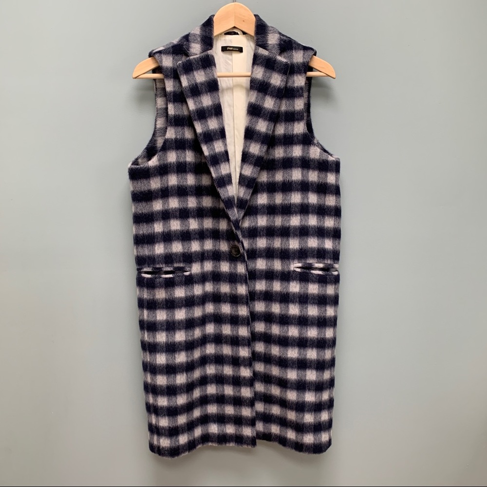 true tradition Wool Checkered Sleeveless Coat Vest